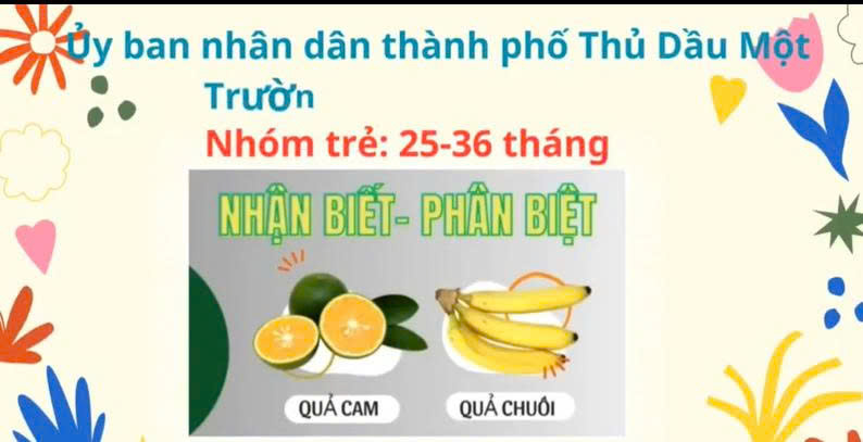 Nhận biết phân biệt quả cam - quả chuối (25-36 tháng)